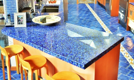 Cobalt Skyy With Patina Vetrazzo Counters At Marble City Ca